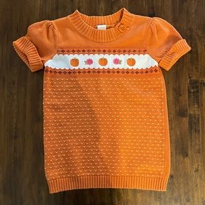 Adorable Girls Gymboree Fall Floral Pumpkin Sweater Tunic M 7/8